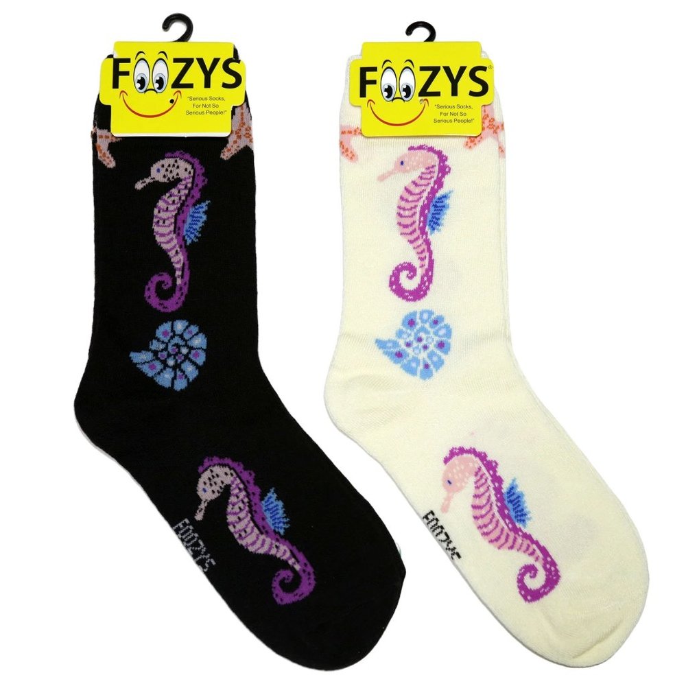 Seahorse Fish Marine Sea Monster Cute Wild Animal 2 Pairs Foozys Women's Socks